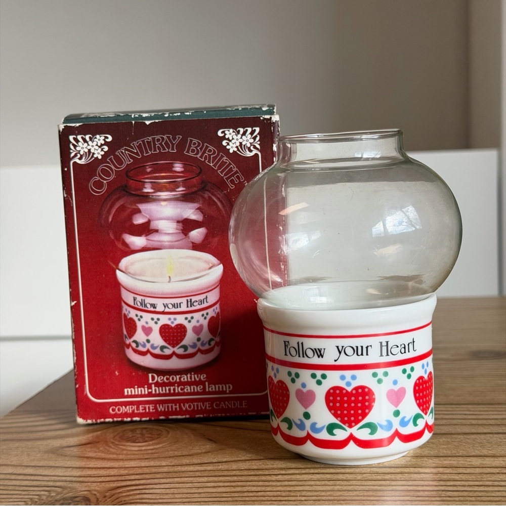 Country Brite J.S.N.Y Decorative Mini Hurricane Lamp “Follow Your Heart” Cottage